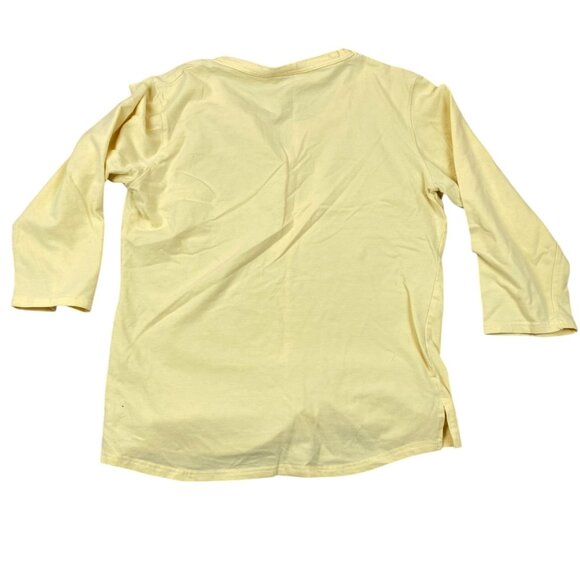 Woolrich Womens T-Shirt Medium Split Neck 3/4 Sleeve Pullover Casual Top Yellow - Picture 2 of 9